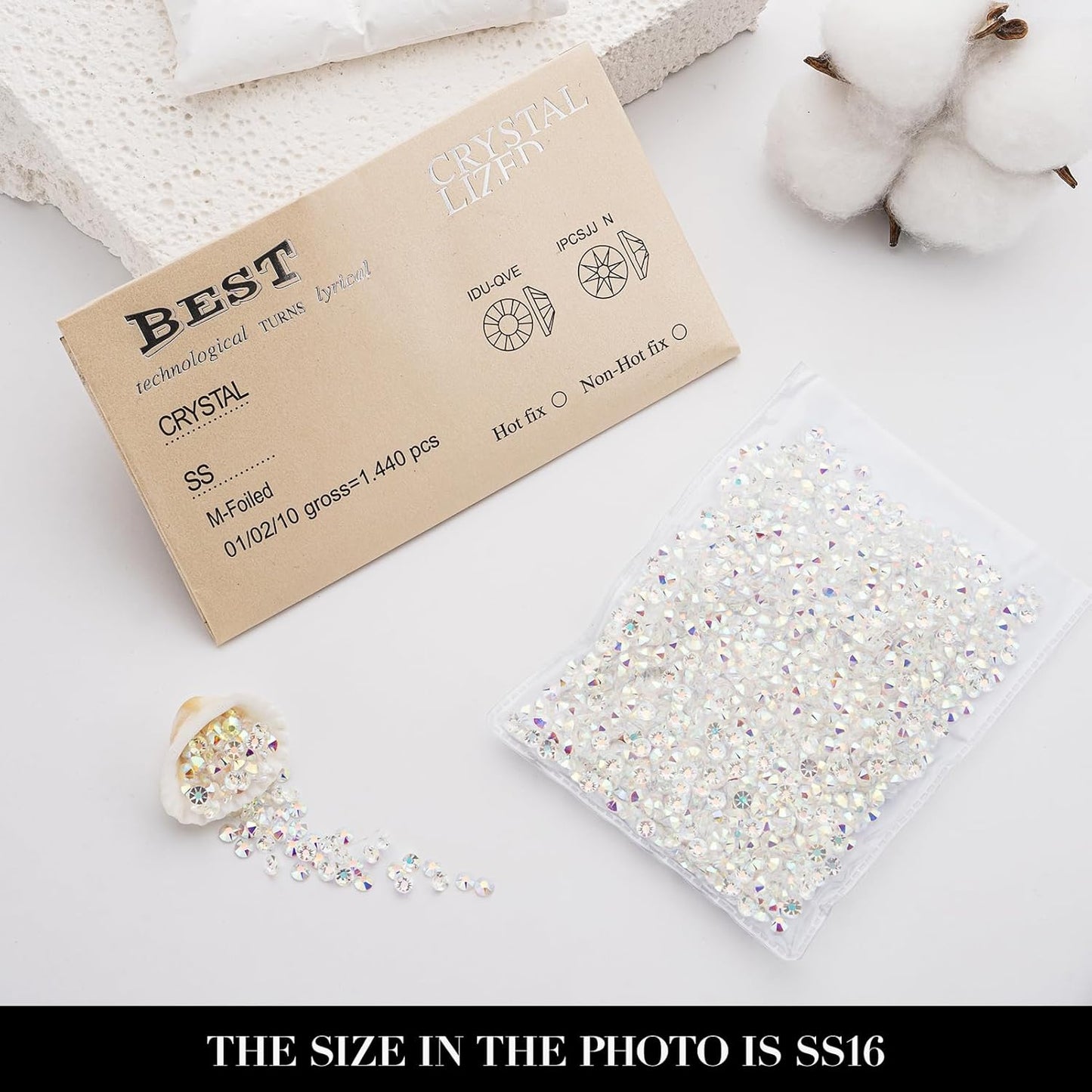 Novani Transparent AB Rhinestones 1440pcs Flat Back Round Rhinestone Style 2088 Sparkly Crystal Gemstones for Nail Art and Crafting SS20,4.6-4.8mm