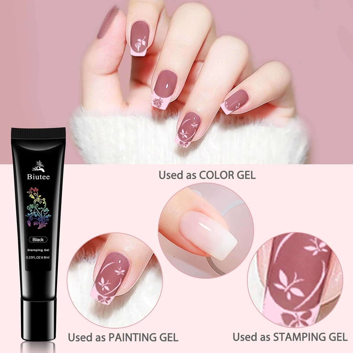 Biutee Nail Stamper Kit Nail Art Stamping Plate Set 4 PCS Stamping Nail Polish Gel 2PCS Large Stamp Plate 110 Patterns Jelly Silicone Stamper Scraper Stamp Template Kit French Line Lace Flower Design