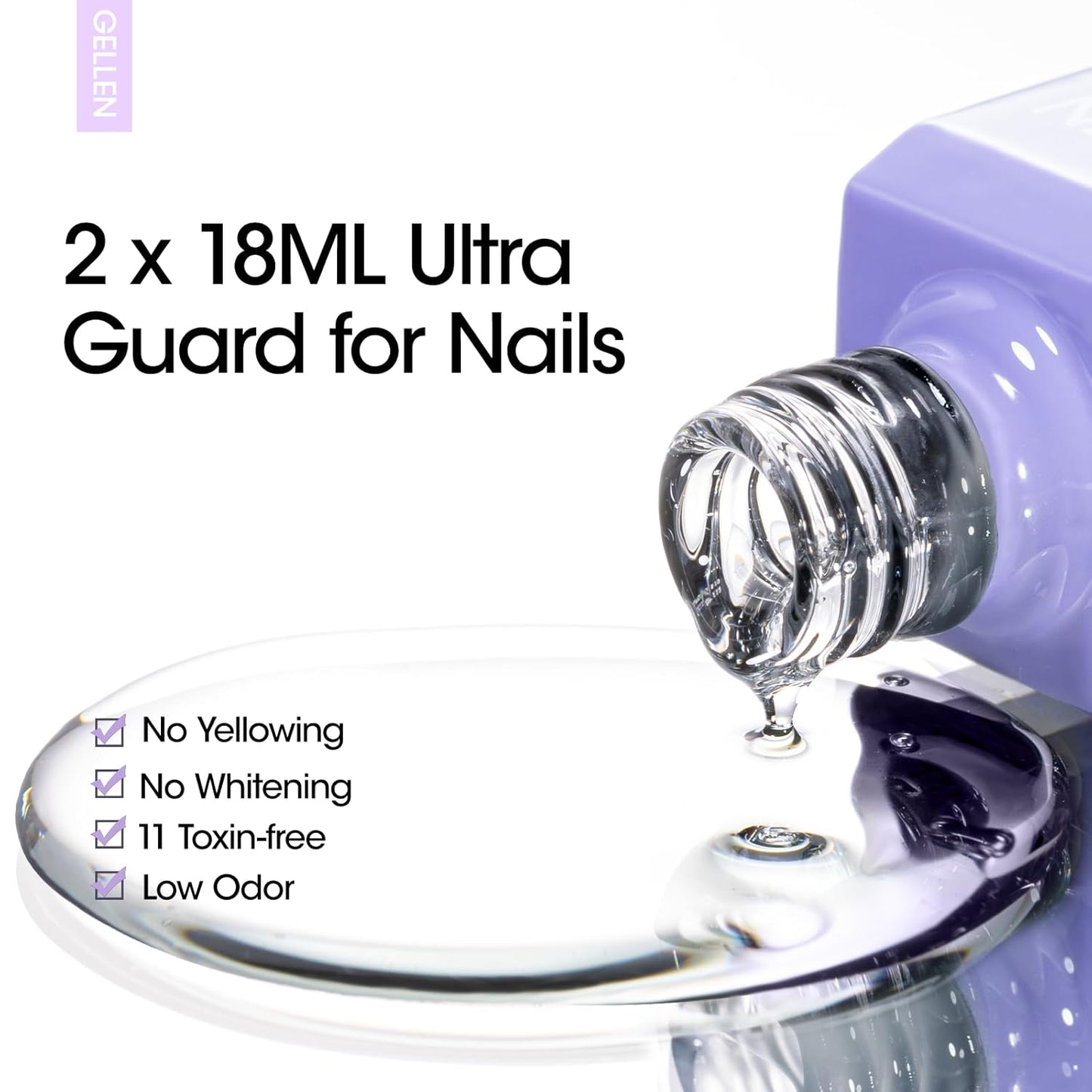 GELLEN Gel Top Coat and Base Coat 2 Pcs 18ml Superior Base Coat Top Coat Set No Wipe Soak Off Ultra Glossy Top Coat Gel Nail Polish UV LED Clear Nail Polish Long Lasting for 28+ Days