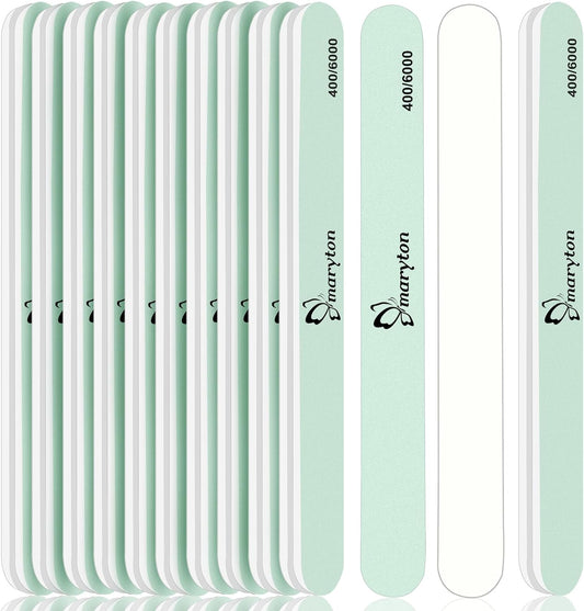 Maryton Nail Buffer and Shine Kit - 10pcs Nail Shine Buffer Blocks for Natural Nails Polisher Fingernail Buffer Buffing File 400 6000 Grit