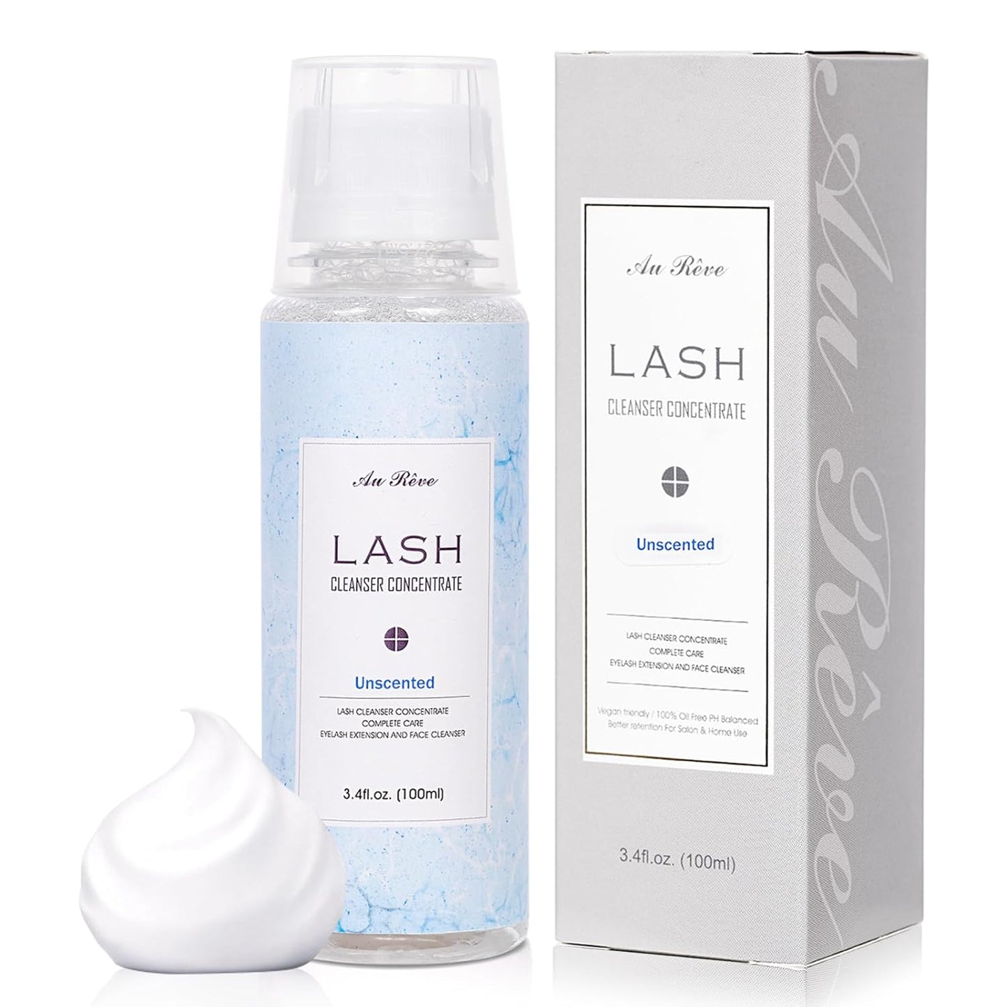 Lash Shampoo Concentrate 100ml Lash Extension Cleanser Oil-Free Eyelash Extension Shampoo with Salon Home Care -Makes 20 Bottles 60ml Lash Shampoo,Unscented