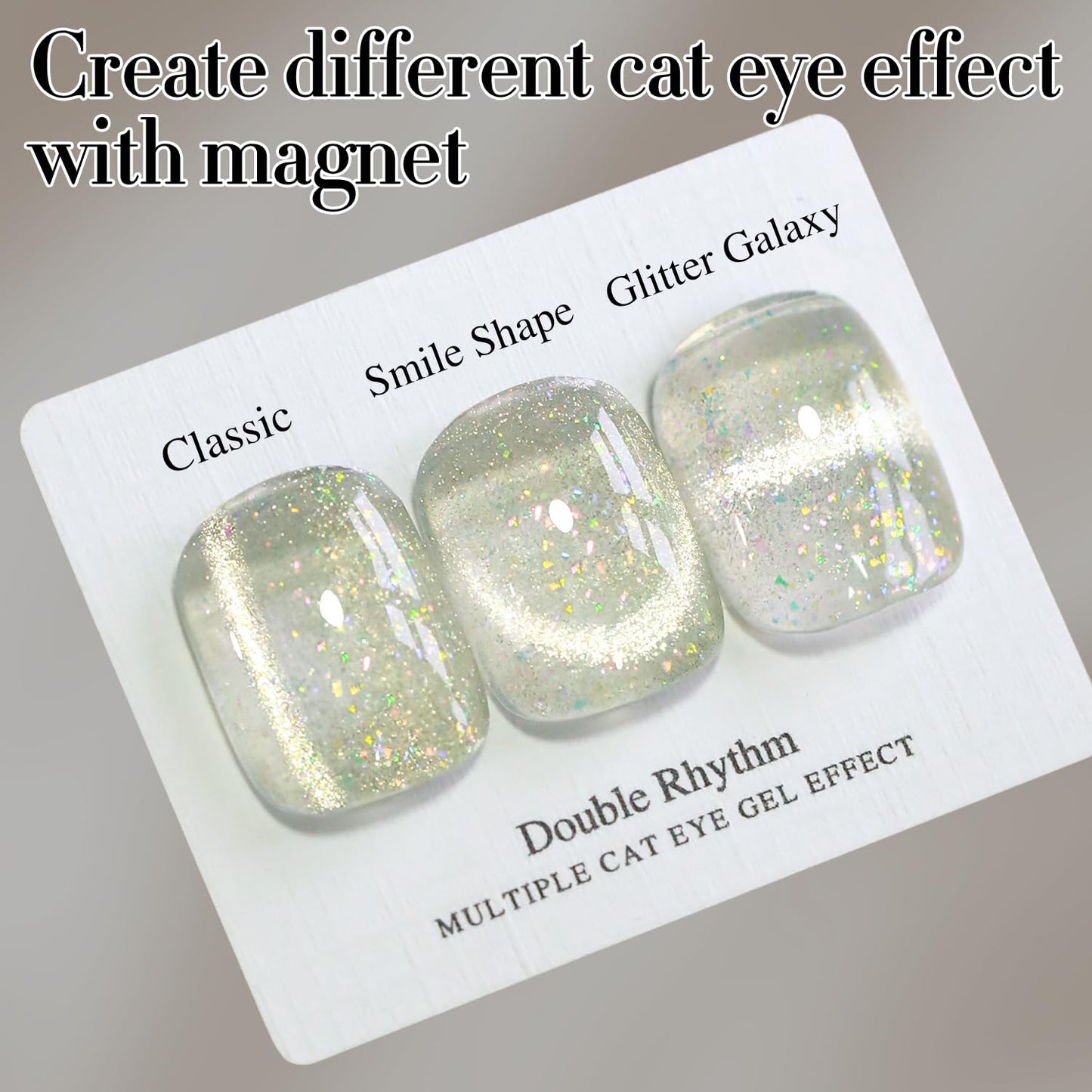 Double Rhythm 0.5 OZ Cat Eye Gel Polish with Magnet 15ML Holographic Glitter Shimmer Translucent Jelly Color Magnetic Nail Polish Salon DIY at Home (MC1060)