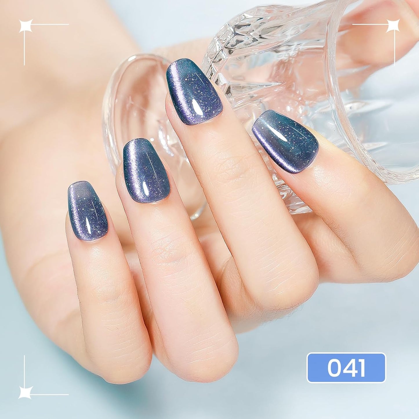 Blue Cat Eye Gel Nail Polish, 15ML Glitter CatEye Gel Polish Magnetic Crystal Reflective Effect with Magnet Soak Off Salon DIY at Home