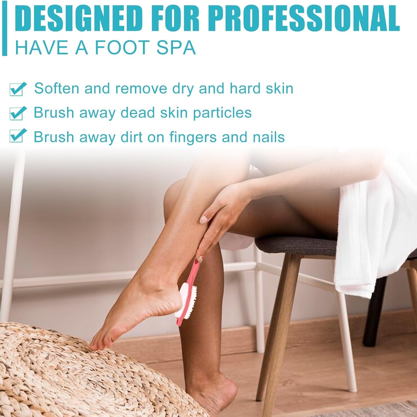 Foot File Callus Remover-2 Pcs 4 in 1 Foot Scrubber Dead Skin Remover for Feet,Pumice Stone, Foot Rasp and Sand Paper for Home Foot Care,Foot Brush for Shower (Red Pedicure Foot File)