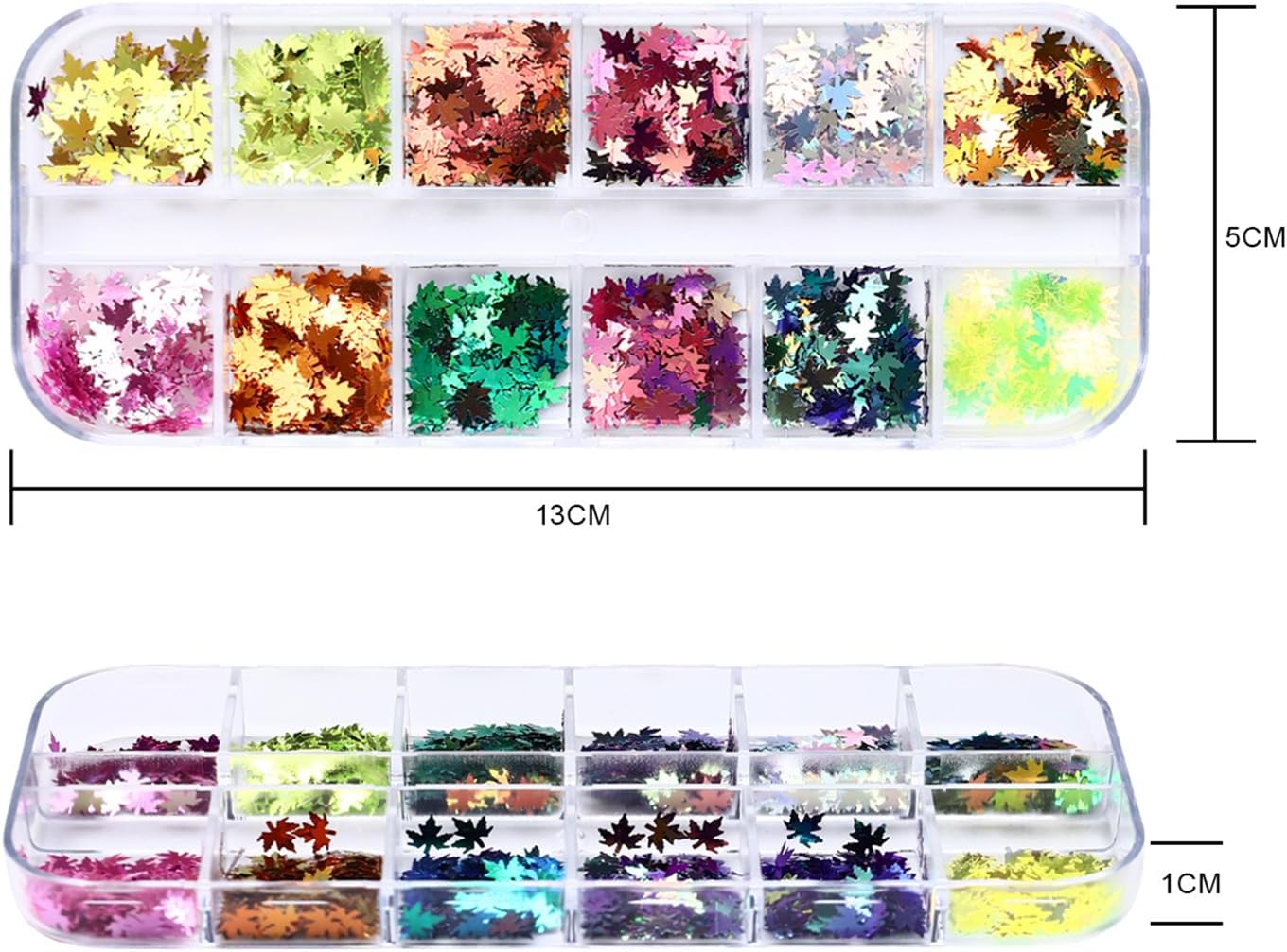 Thanksgiving Glitter Maple Leaf Nail Sequins Holographic Laser Mixed Color Fall Nail Flakes Design Nail Charms 3D Confetti Nail Art Stickers Maple Leaves Nail Glitter Sequins for Women