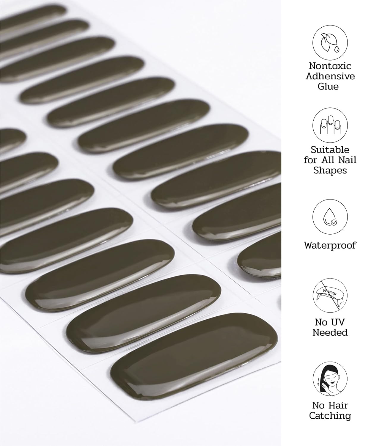 Nail Polish Strips - 22 Pcs Salon Quality Gel Nail Stickers - Long Lasting Wraps (Ethereal Pine Green)