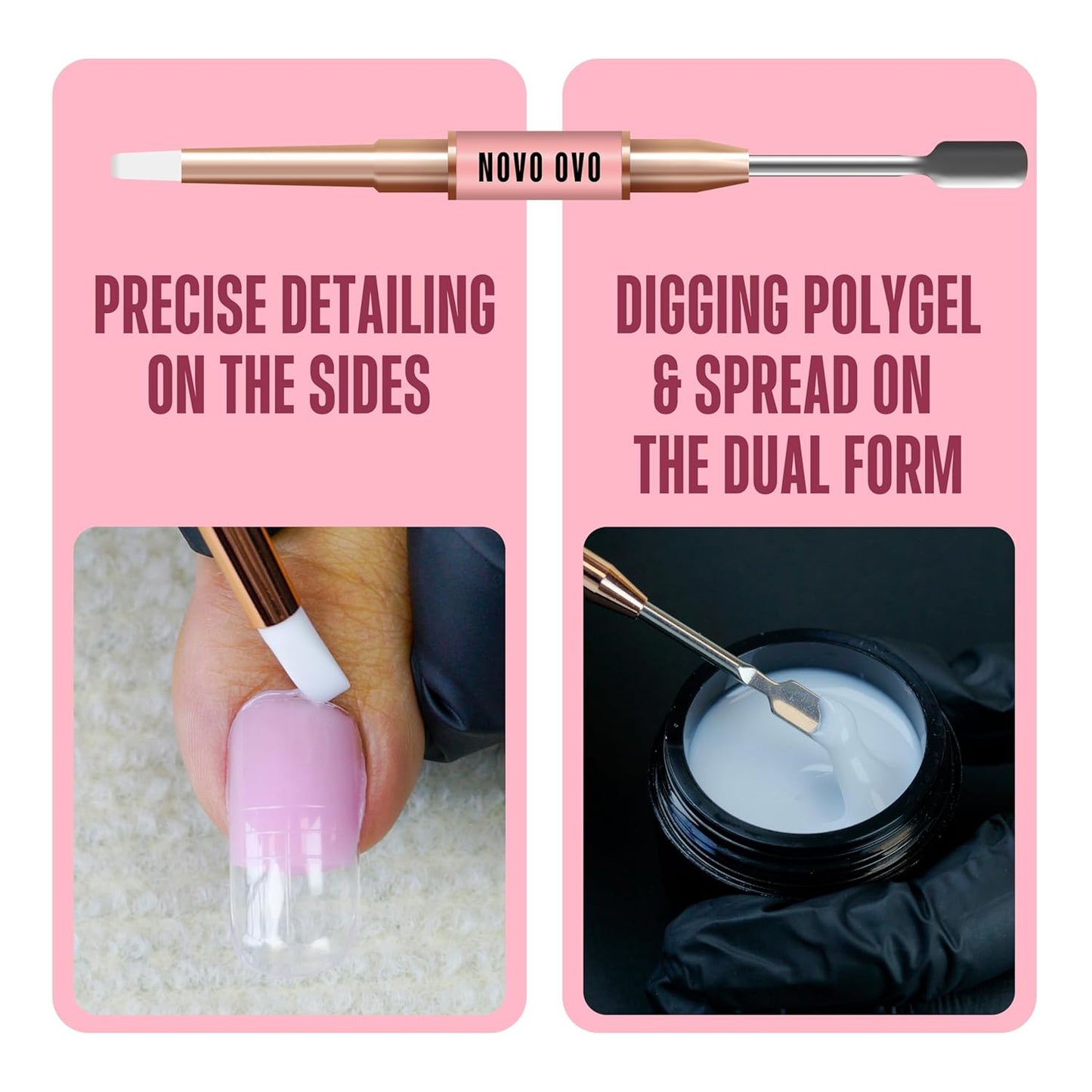 Upgraded NON-STICKY Polygel Solution Procedure Set, White and Pink non-sticky Poly Gel, Dual-Ended Nail Pen, Extra Slim Nail File, Easy to Use Together with Toe or Hand Nail Dual Forms