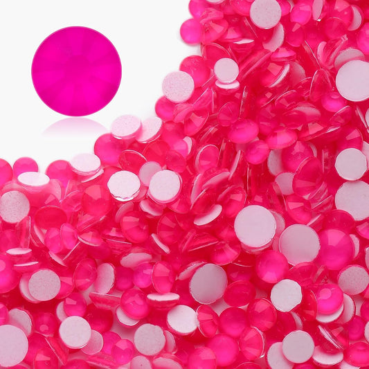 Neon Rose Flatback Rhinestones, Glass Rhinestones for Nail Art and Craft, Glue Fix, Loose Crystal Gemstones(Neon Rose, SS8, 1440pcs, 2.3-2.5mm)