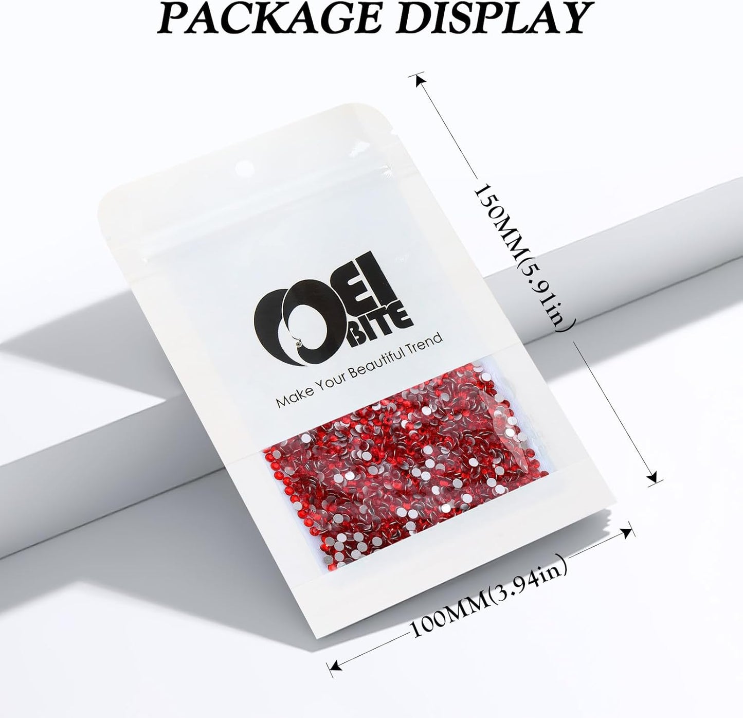 Red Flatback Rhinestones, Glass Rhinestones for Nail Art and Craft, Glue Fix, Loose Crystal Gemstones(Red, SS6, 2880pcs, 1.9-2.0mm)