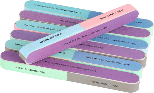 12 Pieces 7 Way Nail Files and Buffers, Professional Nail Buffing Files Buffing Block for Shaping, Contouring, Smoothing, Polishing, Shining Natural Nails
