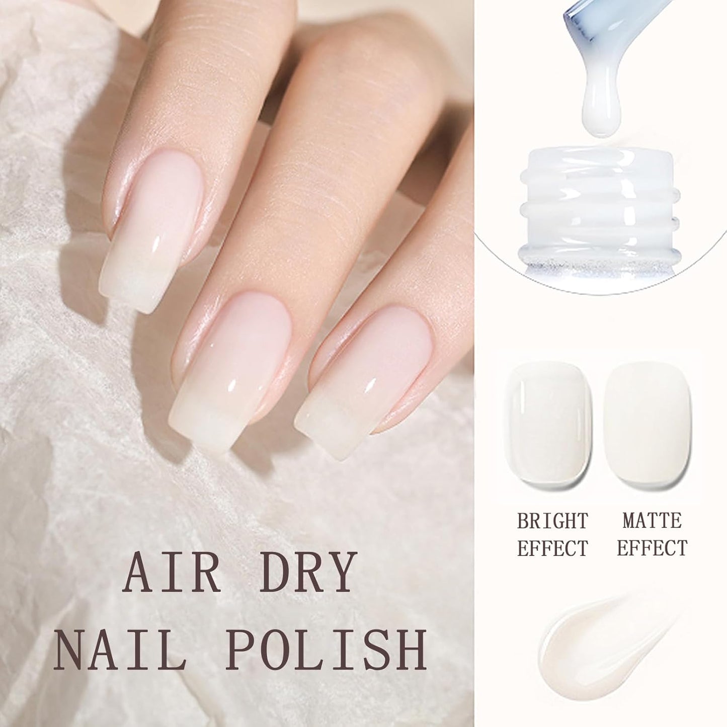 Milky White Gel Nail Polish - Long Lasting, Quick Dry for Women and Girls
