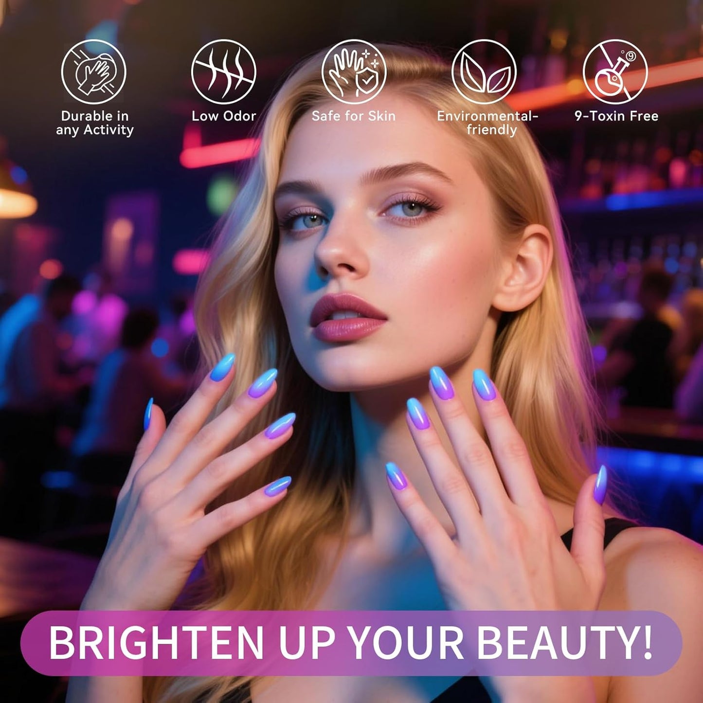 Born Pretty Color Changing Gel Nail Polish, 6 Colors Glitter Temperature Change Gel Polish Blue Pink Neon Long Lasting Nail Polish U V Set for Manicure and Nail Art, DIY at Home, Salon-Quality 7ml