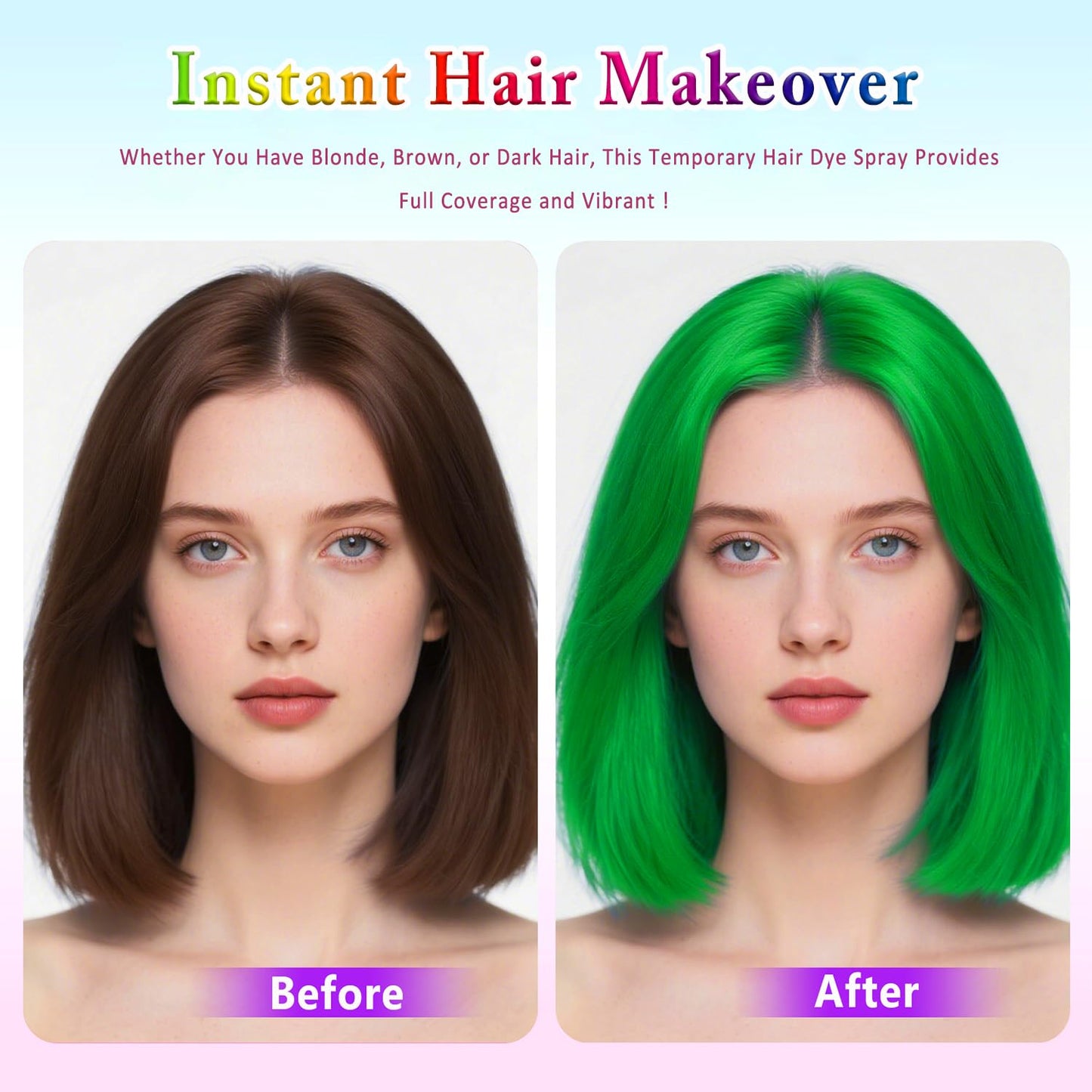 Temporary Hair Dye Spray For Kids Women Men,Washable One-Time Use Hair Color Wax, Green Hair Spray, Non-Sticky Temporary Hair Coloring for Cosplay Party, Halloween DIY Crazy Hair Day (Green)