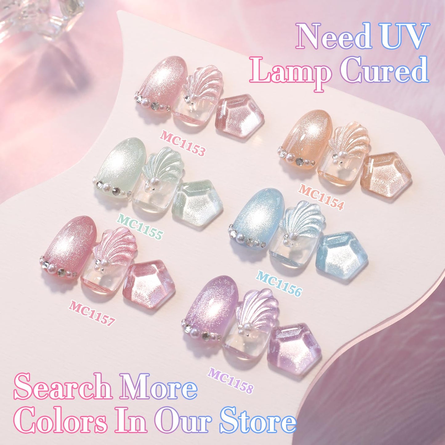 Double Rhythm 0.5 Oz Cat Eye Gel Polish with Magnet Same Color Same Bottle Holographic Glitter Shimmer Translucent Color Salon 15 ML Magnetic Nail Art (Nude Pink-MC1154)