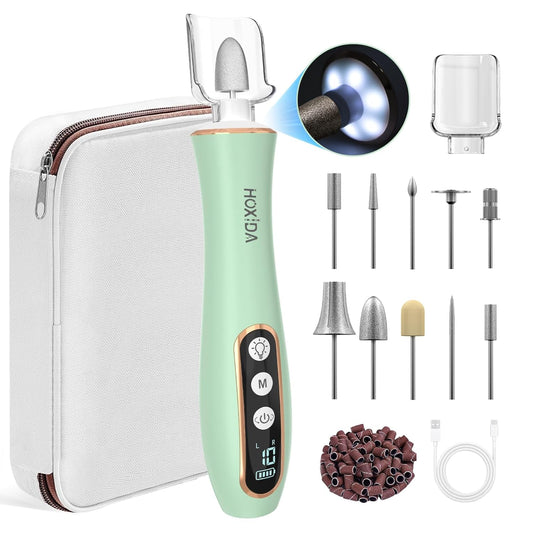 Professional Manicure Pedicure Kit with 360° LED Light&10 Speeds&Memory Mode with Case, Cordless Electric Nail Drill, Pedicure Tools for feet,Hand Foot Care Nail File for Thick Nail Toenail Cuticle