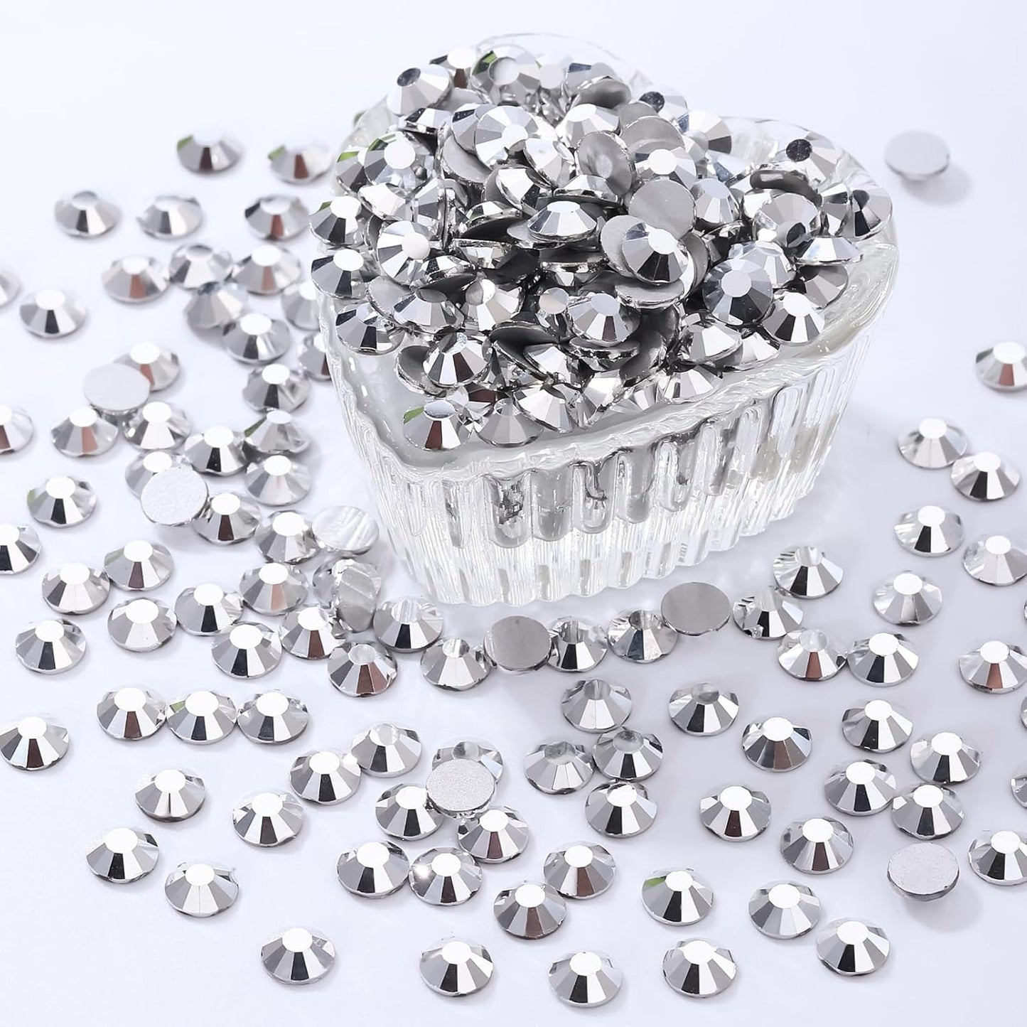 Silver Flatback Rhinestones, Glass Rhinestones for Nail Art and Craft, Glue Fix, Loose Crystal Gemstones(Silver, SS16, 1440pcs, 3.8-4.0mm)