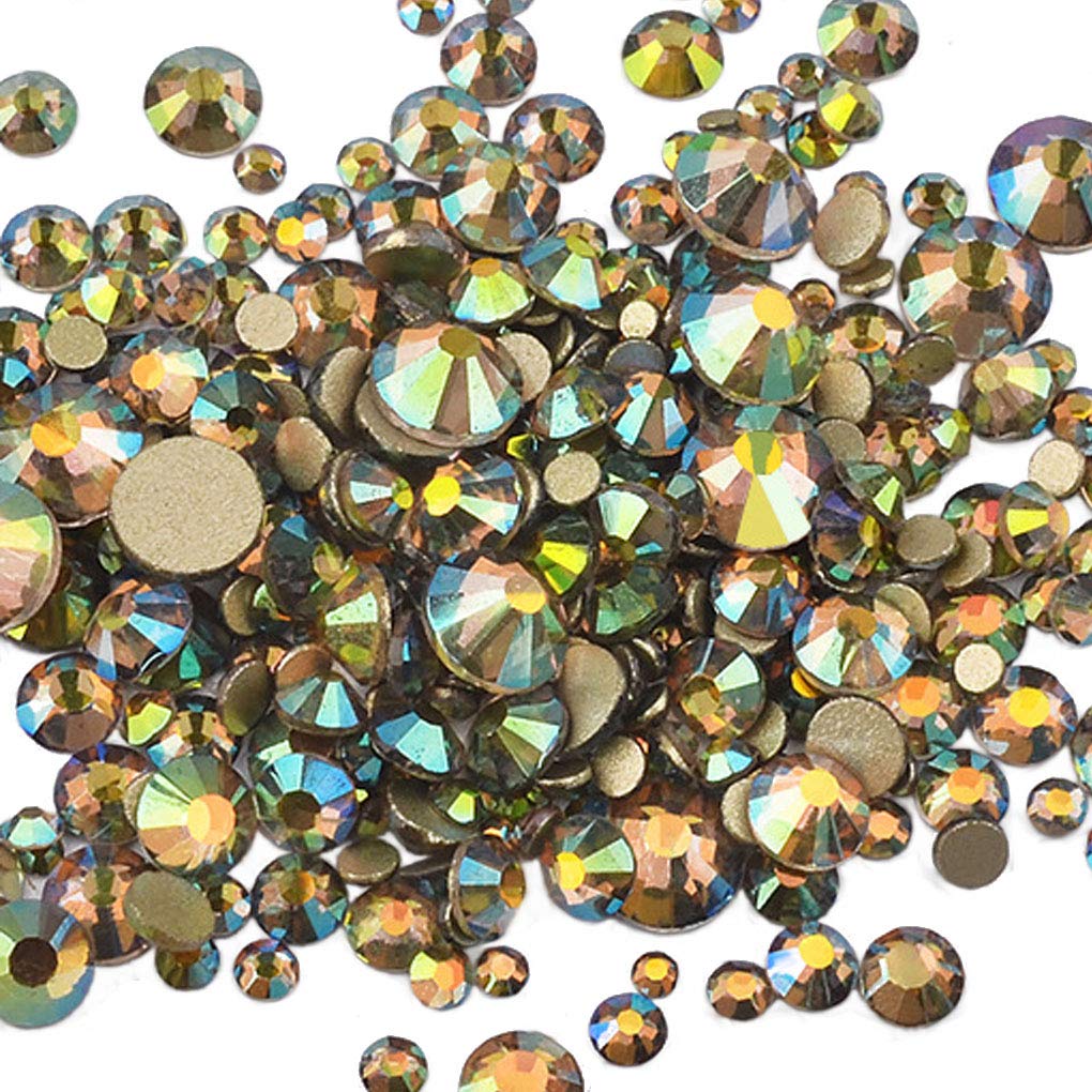 Rhinestones flat back gems round DIY decorative Nail Face and apparel accessories ss3-20 mix size(1440pcs ghost light)