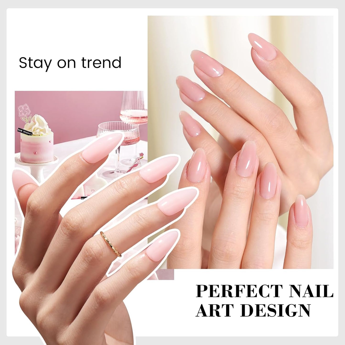 HEMA and TPO Free Clear Pink Gel Nail Polish - 18 ML Nude Sheer Pink Sand Nail Polish Gel for Women Girls Gift, Long Lasting Neutral Jelly Color Soak Off Cured for Home Nail Art Salon DIY