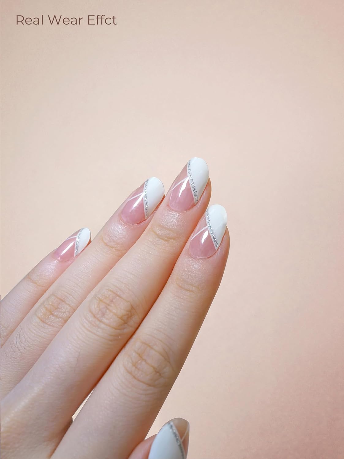 Pre Cured Gel Nail Strips - 44PCS Salon Quality Gel Nail Stickers - Long Lasting Polish Wraps for Women no UV Light Needed Easy Apply& Remove (Bridal White)