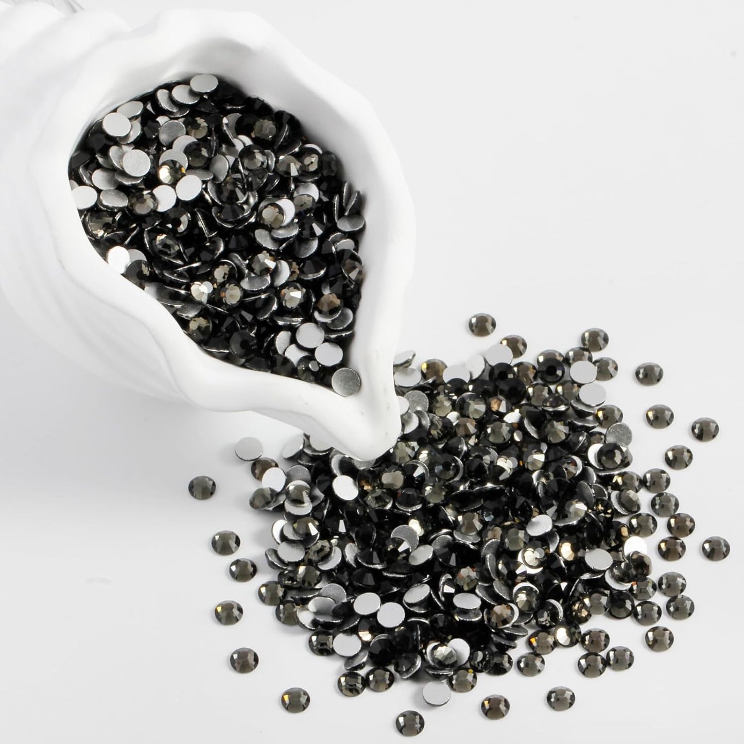 2000PCS SS16 Flatback Rhinestones | 12-Facet Diamond-Cut Glass Gems for Nail Art, Clothing, DIY Crafts |Glue-On Decoration Stones with Silver Backing(Black Diamond)