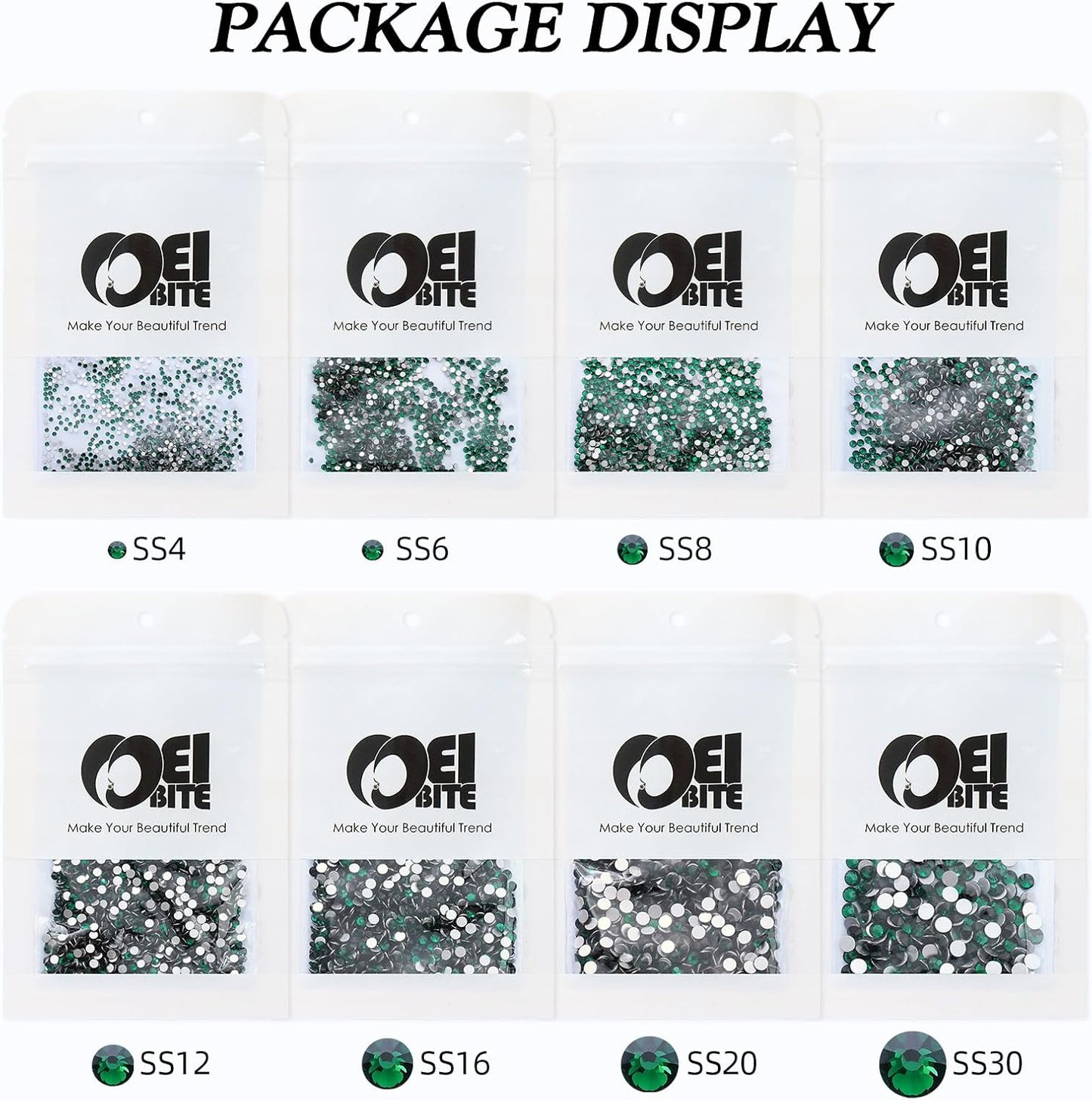 Malachite Green Flatback Rhinestones, Glass Rhinestones for Nail Art and Craft, Glue Fix, Loose Crystal Gemstones(Green, SS4, 1440pcs, 1.5-1.7mm)