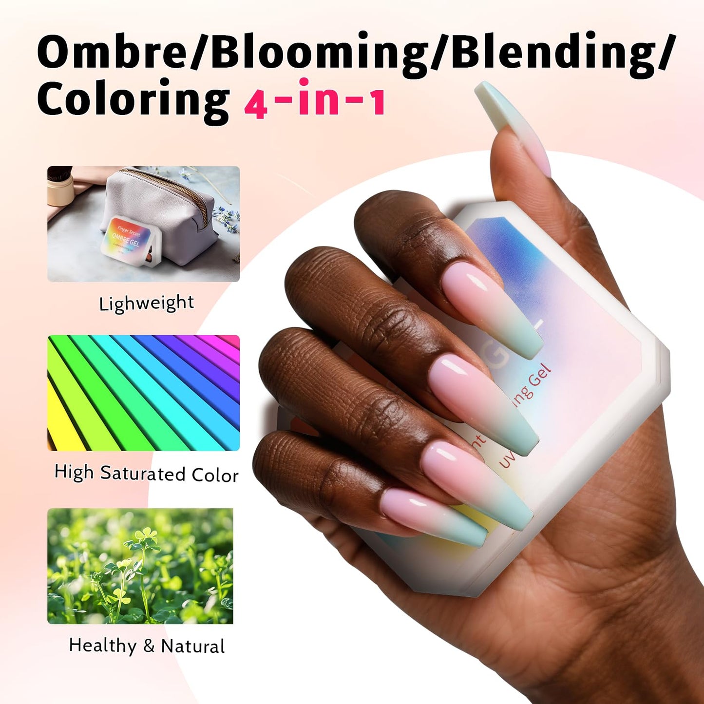 Sponge Pat Paint Nail Gel, 9 Colors Ombre Nails Gradient Gel Nail Blush Blooming Aura Nails Drawing Stripper Floral Painting Nail Art, No Wipe, UV/LED Curing (9 Colors H)