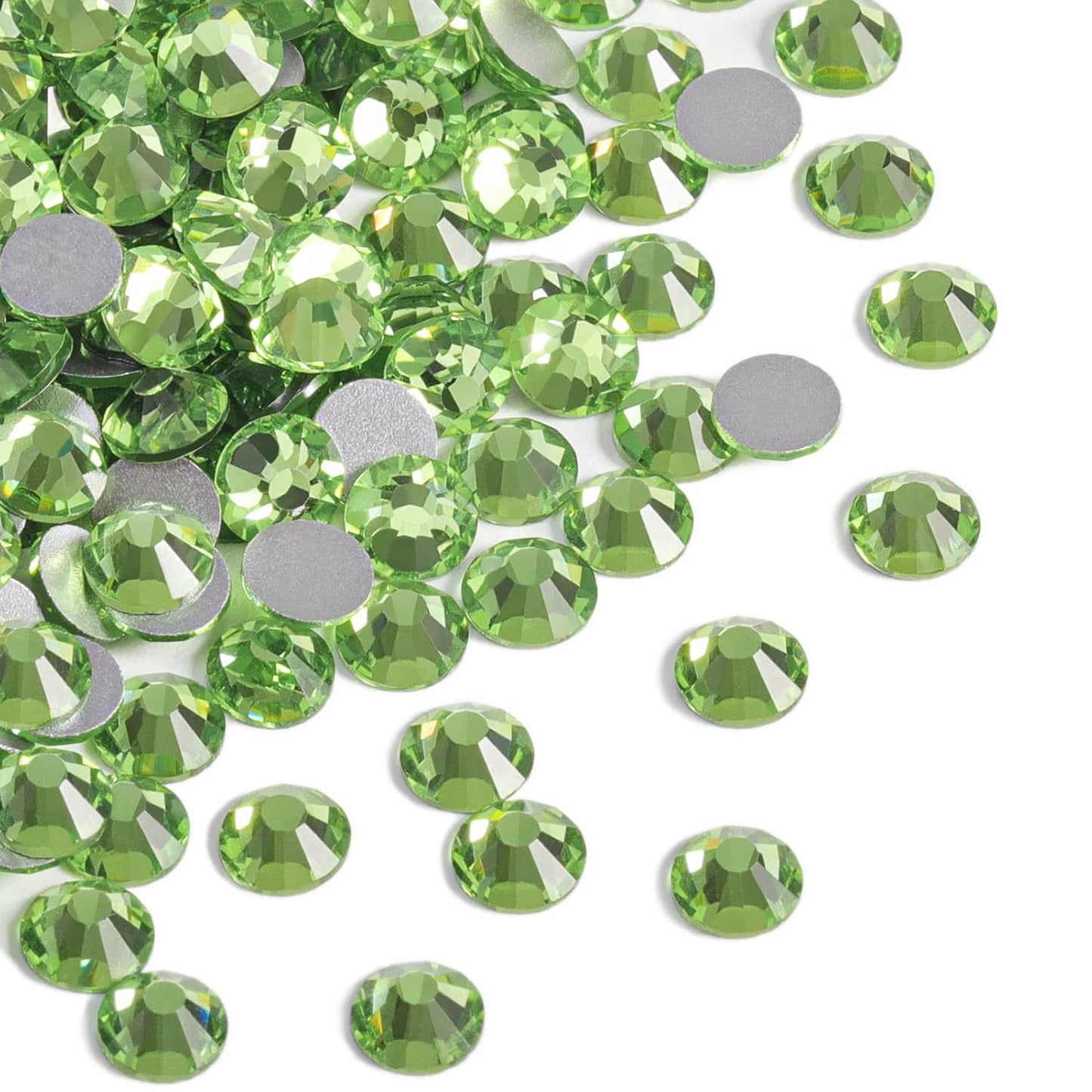 Beadsland 144pcs Flat Back Crystal Rhinestones Round Gems for Nail Art and Craft Glue Fix, Light Green, SS40, 8.4-8.7mm