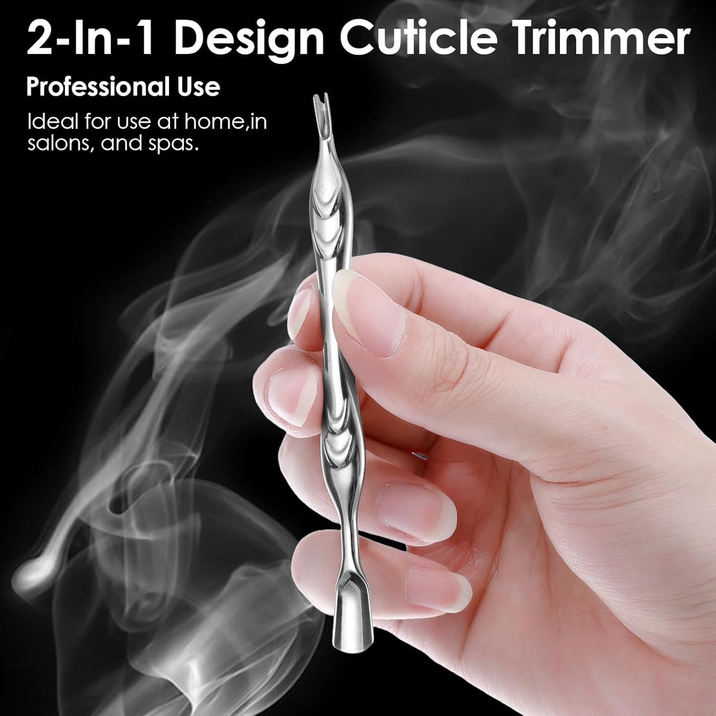 2 Pcs Cuticle Pushers with Fork, 2-in-1 Cuticle Trimmer Professional Nail Scraper Cuticle Remover Stainless Steel Nail Care Tool Dead Skin Cutter for Manicures, Pedicures