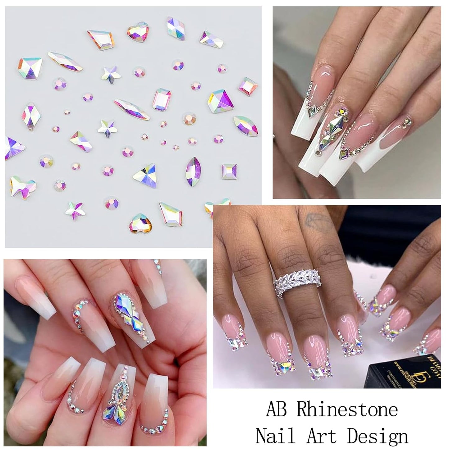 4 Boxes Nail Rhinestones Flatback Rhinestones Nail Charms Multi Shaped Crystals Nails Gems and Rhinestone Jewels Supplies Luxurious Accessories for Women Nails Decorations