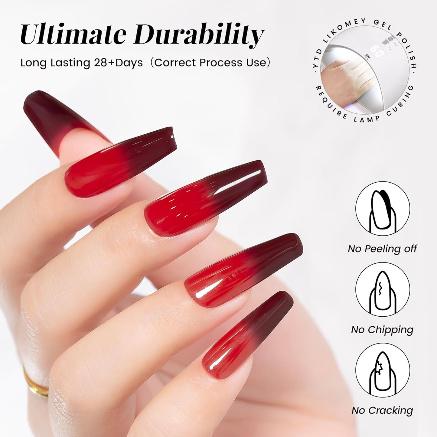 YTD Likomey Color Changing Gel Nail Polish Set,8 Colors Mood Temperature Change Colors Red Pink Green Blue Yellow Black Glitter Fall Winter UV Color Thermal Ombre Varnish Kit,7.5 ml 0.25 Fl Oz