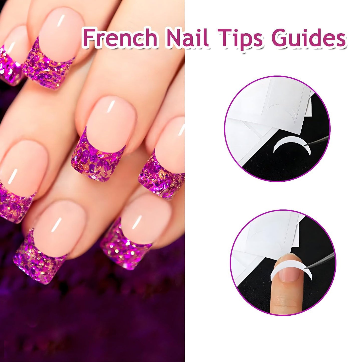 40 Sheets 1570pcs French Tips Guide Nail Stickers for Women Girls, 4 Designs Self-Adhesive Tips for Nail DIY Accessories
