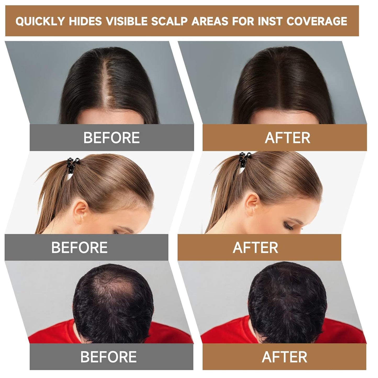 Root Touch Up Powder, Instantly Gray Hair Cover Up, Women Color Root Coverage Shadow Powder for Thinning Grey Hairline, Men Roots Concealer for Hair Loss Beard Line Eyebrow, Black