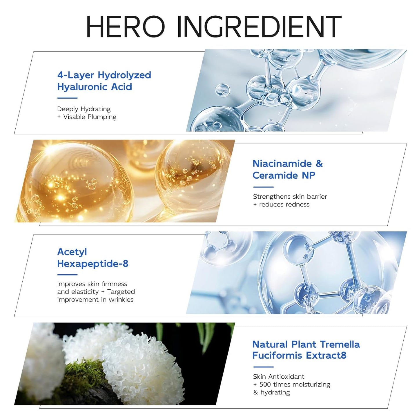 3% Hyaluronic Acid Serum for Face, Anti-Aging Hydrating Serum with 20,000 ppm Ceramide NP & 10,000ppm Acetyl Hexapeptide-8, Korean Skincare ultra hydrating serum, turm Skin/Sensitive Skin(1.5 ml*30)