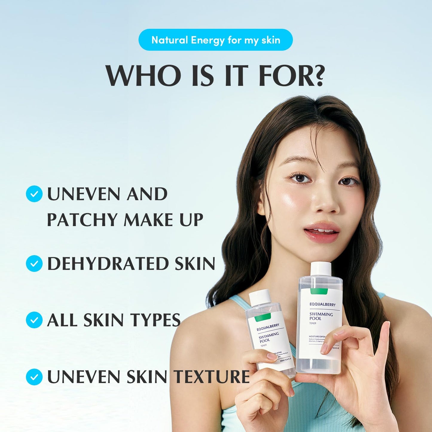 Swimming Pool Toner - Korean Toner for Daily Exfoliating & Deep Hydration with Natural Enzyme Protease & Hyaluronic Acid, For Sensitive Skin, 10.14 Fl Oz (300ml)