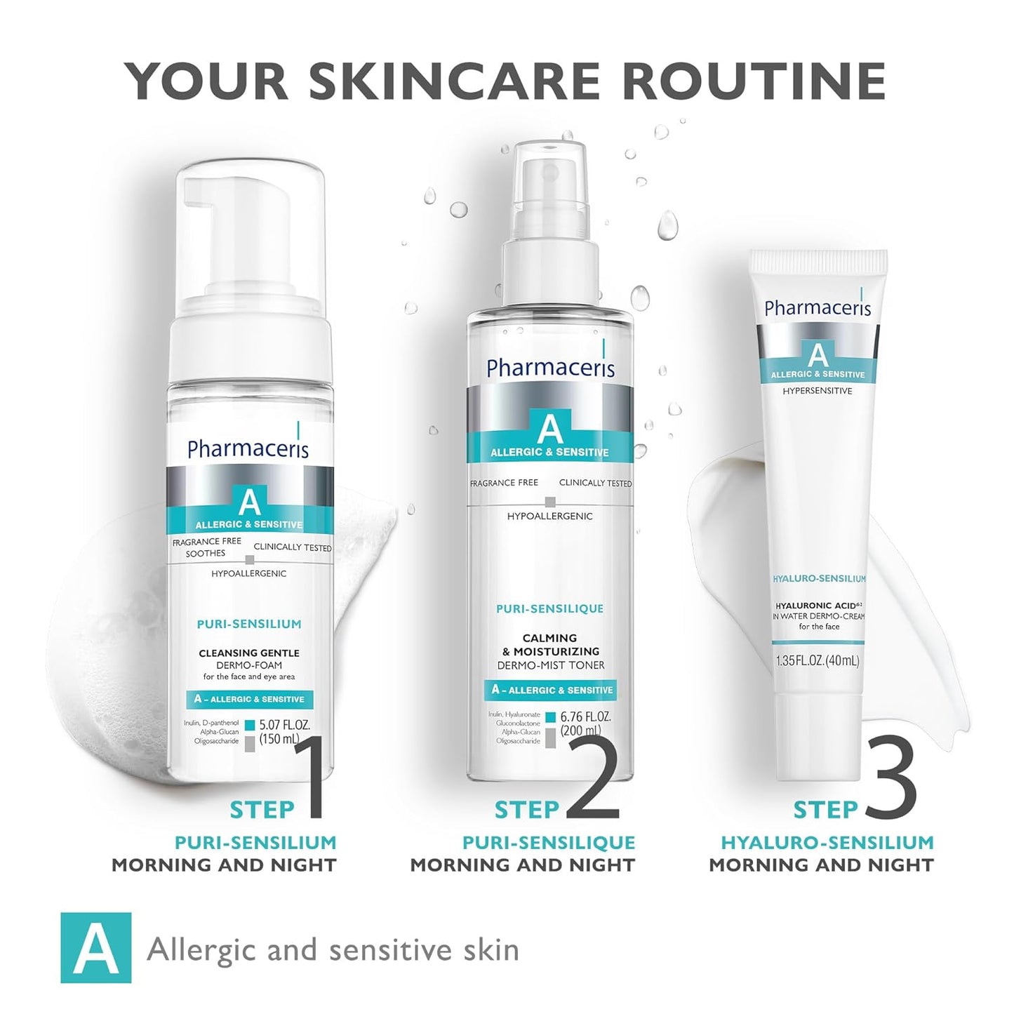 Hyaluronic Acid Water Cream, Moisturizing Face Cream, Hydrates & Soothes, Helps Strengthen Skin Barrier, Lightweight Daily Cream for Dry, Sensitive & Allergy-Prone Skin, HYALURO-SENSILIUM