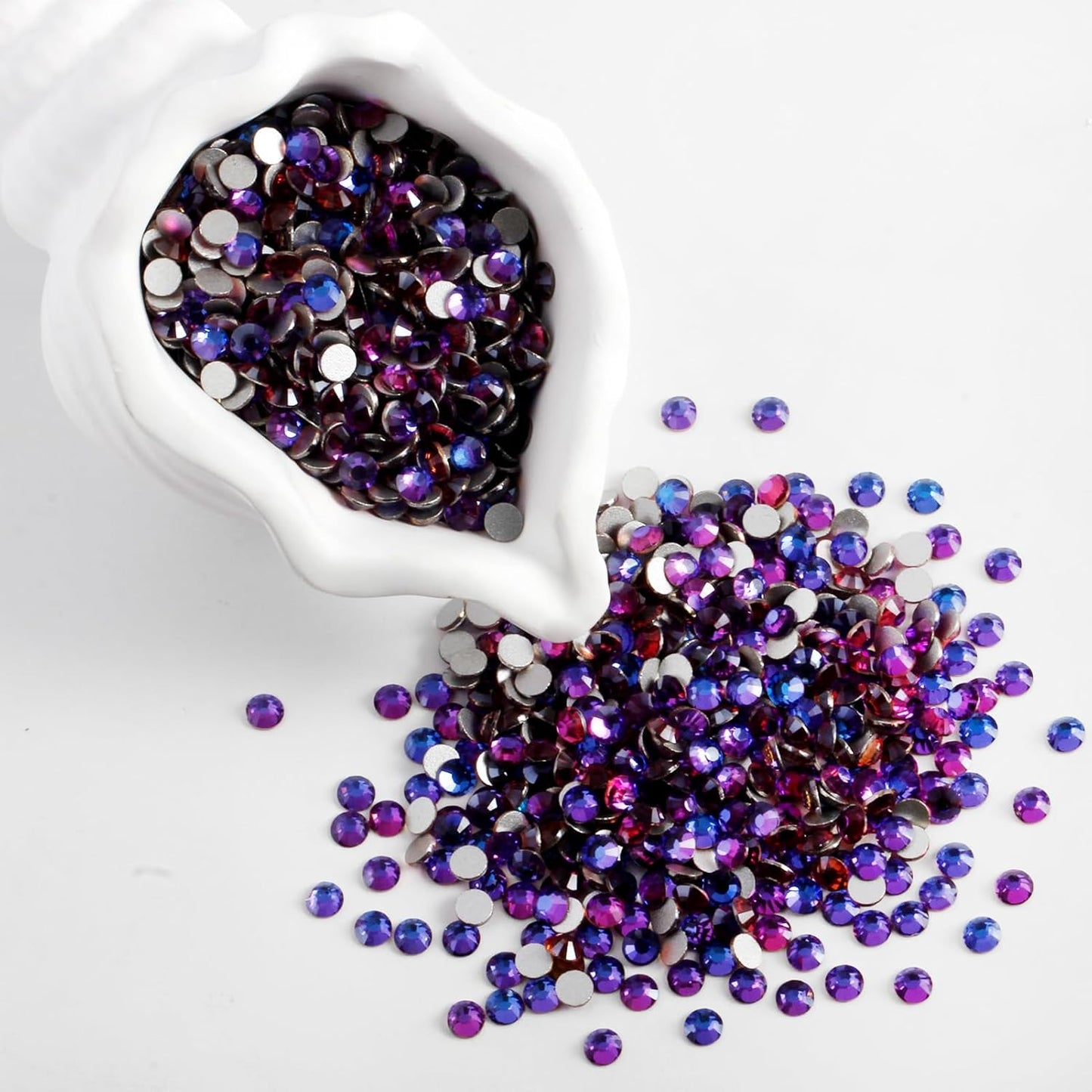 2000 PCS SS16 Flatback Rhinestones,12-Facet Diamond-Cut Glass Gems for Nail Art,Clothing,DIY Crafts,Glue-On Decoration Stones with Silver Backing,Purple Velvet