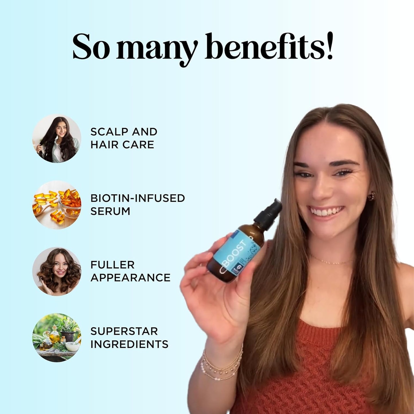 Volumizing Biotin Hair Serum for Men & Women - Caffeine Serum for Hair and Scalp Care with Peppermint Black Castor & Rosemary Oil for Enhanced Volume Shine & Hydration - Vegan & Cruelty Free (2 Fl Oz)