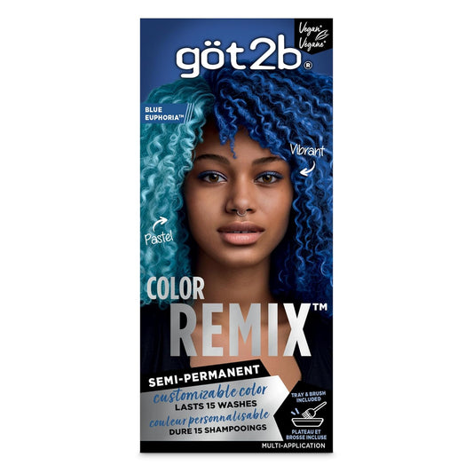 Got2b Color Remix, Customizable Semi-Permanent Hair Color, 095 Blue Euphoria