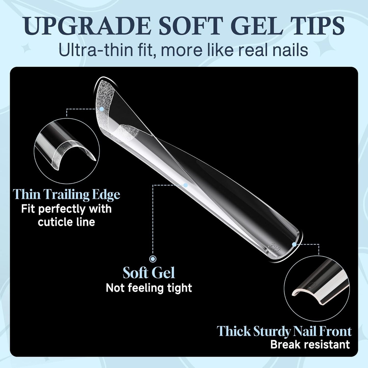 XXL Long Half Cover Coffin Nails Tips, 240 Pcs Clear Gel Acrylic Nails False Nail Tips Coffin, 12 Sizes Press On Nails with Box for Women & Girls Nail Extension