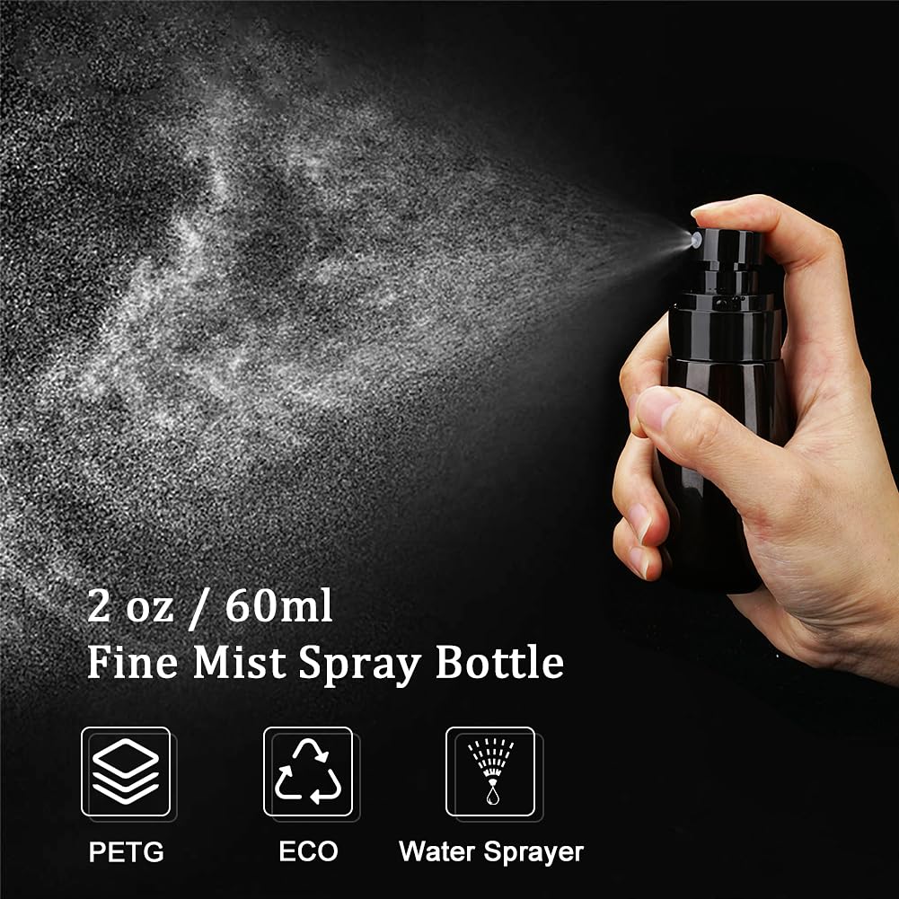 Cosywell Travel Spray Bottle 2oz 60ml 3 Pack TSA Approved Leak Proof Fine Mist Spray Bottles Empty Plastic Refillable Spray Bottle for Perfume Essential Oils Toners Rose Water Cosmetics（3Brown）
