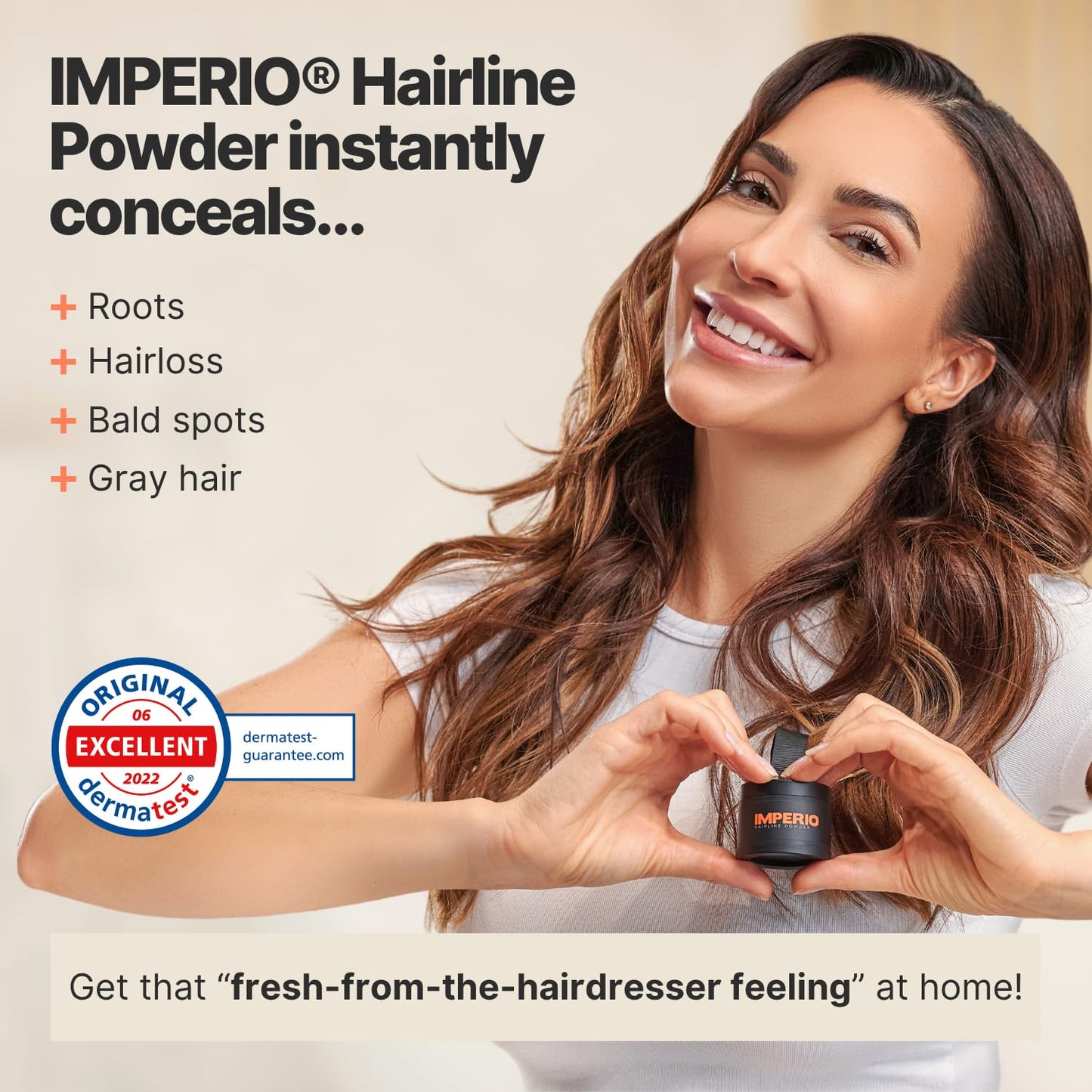 IMPERIO Root Touch Up Hair Powder for Concealing Hair Loss instantly - Hairline Powder for Women & Men - Water resistant Root Cover Up for Thinning Hair in Premium Hairdressing Quality (Medium Brown)