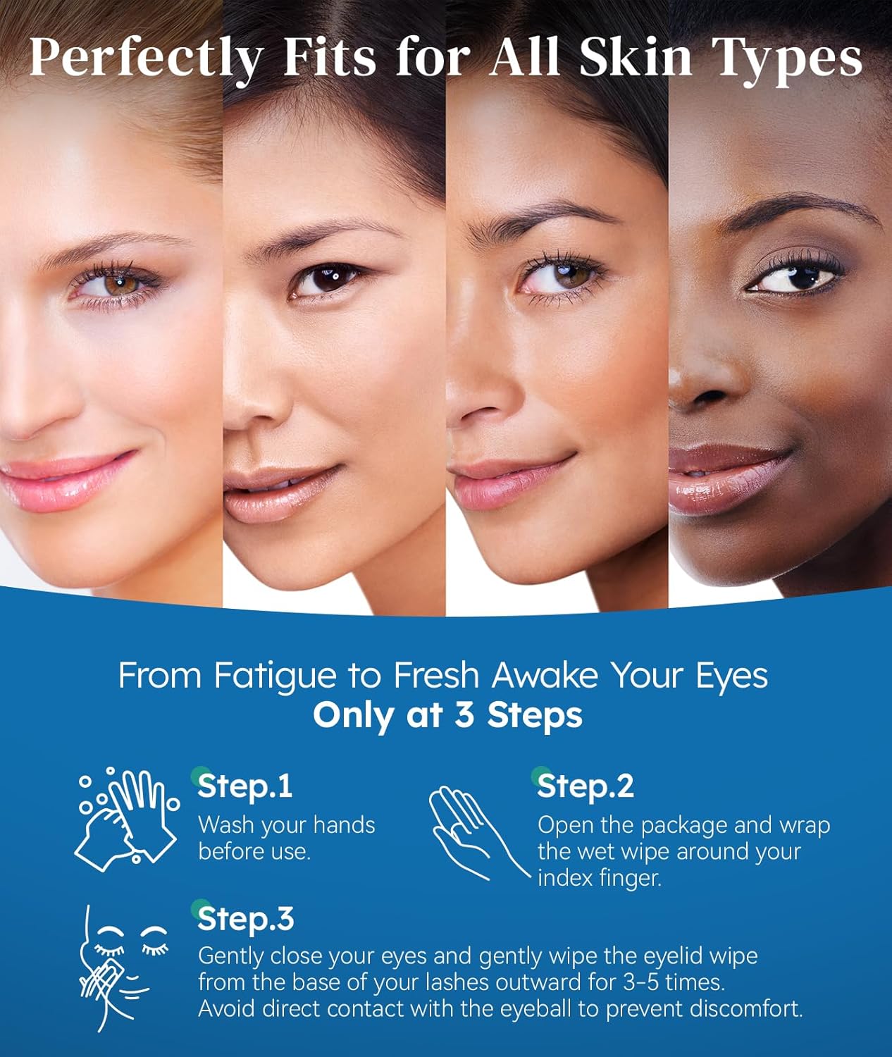 Eyelid Cleansing Wipes for Dry Eye & Blepharitis, Tea Tree Oil Hypoallergenic Eye Wipes for Sensitive Itchy Eyes, Individually Wrapped Eyelid WipesTravel Essentials (30 Count)