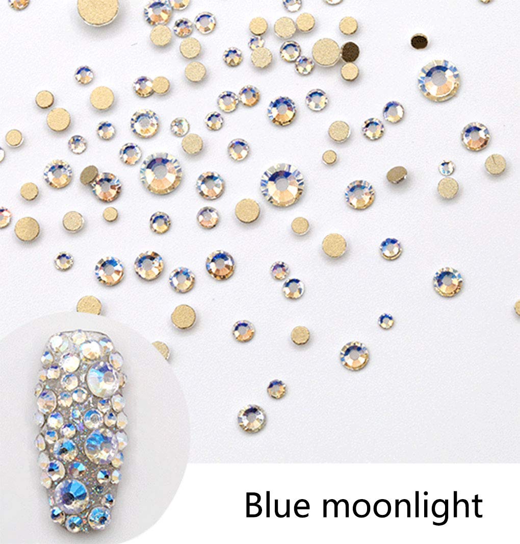 Rhinestones flat back gems round DIY decorative Nail Face and apparel accessories ss3-20 mix size(4320pcs blue moonlight)