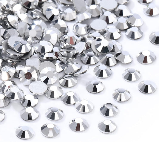 Silver Flatback Rhinestones, Glass Rhinestones for Nail Art and Craft, Glue Fix, Loose Crystal Gemstones(Silver, SS12, 1440pcs, 2.9-3.0mm)
