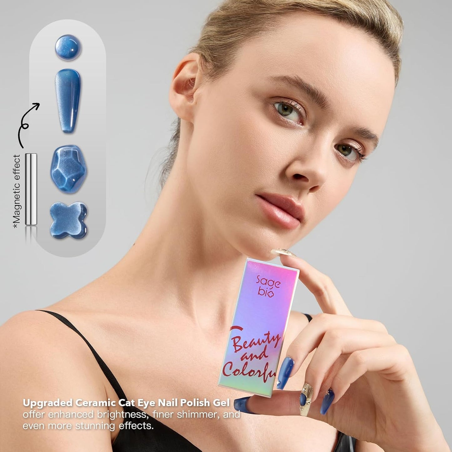 High-Density Cat Eye Gel Nail Polish with Magnet Stick, 15ml Dopamine Color Palette, Magnetic Effect Gel for DIY Manicure, Multiple Color Options - Ocean Luster