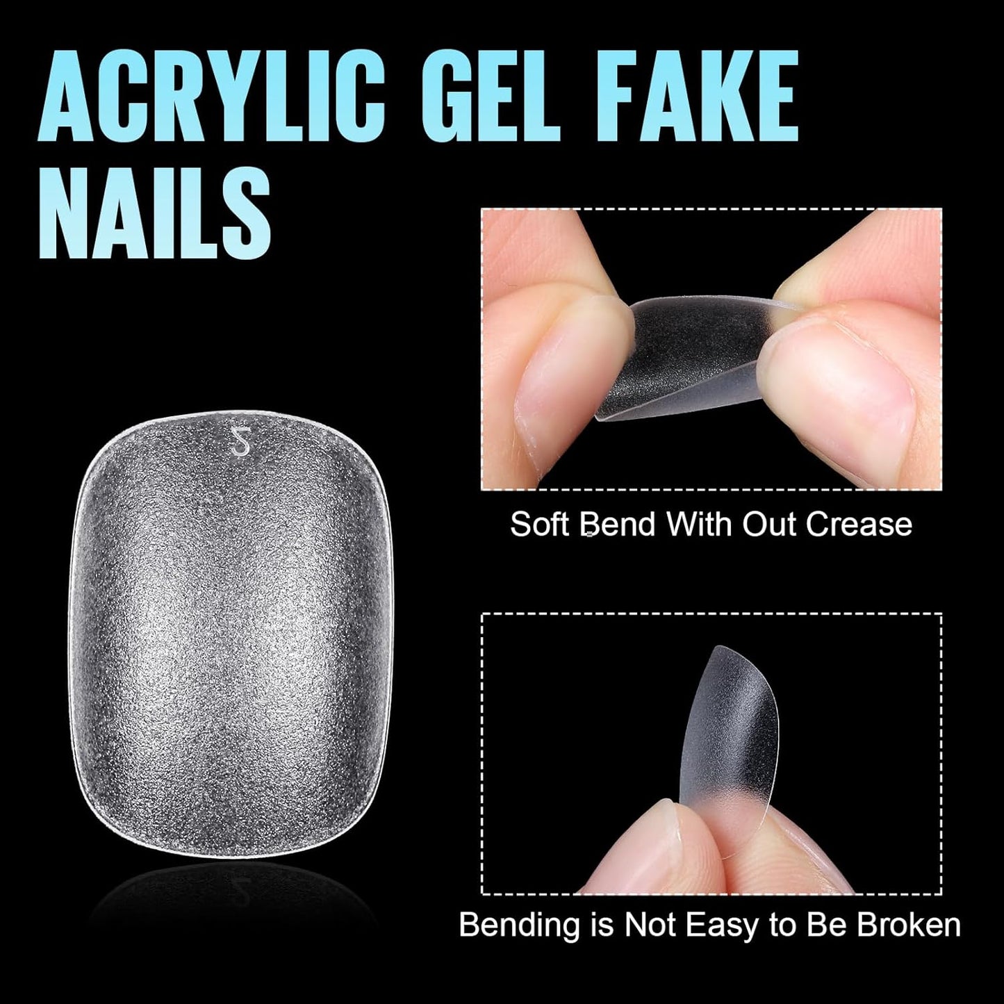 TOMICCA Extra Short Oval Nail Tips, Acrylic Double Sided Matte Fake Nails for Extension,240Pcs 15 Sizes Press On Nail Tips for Home DIY Art Women Girls