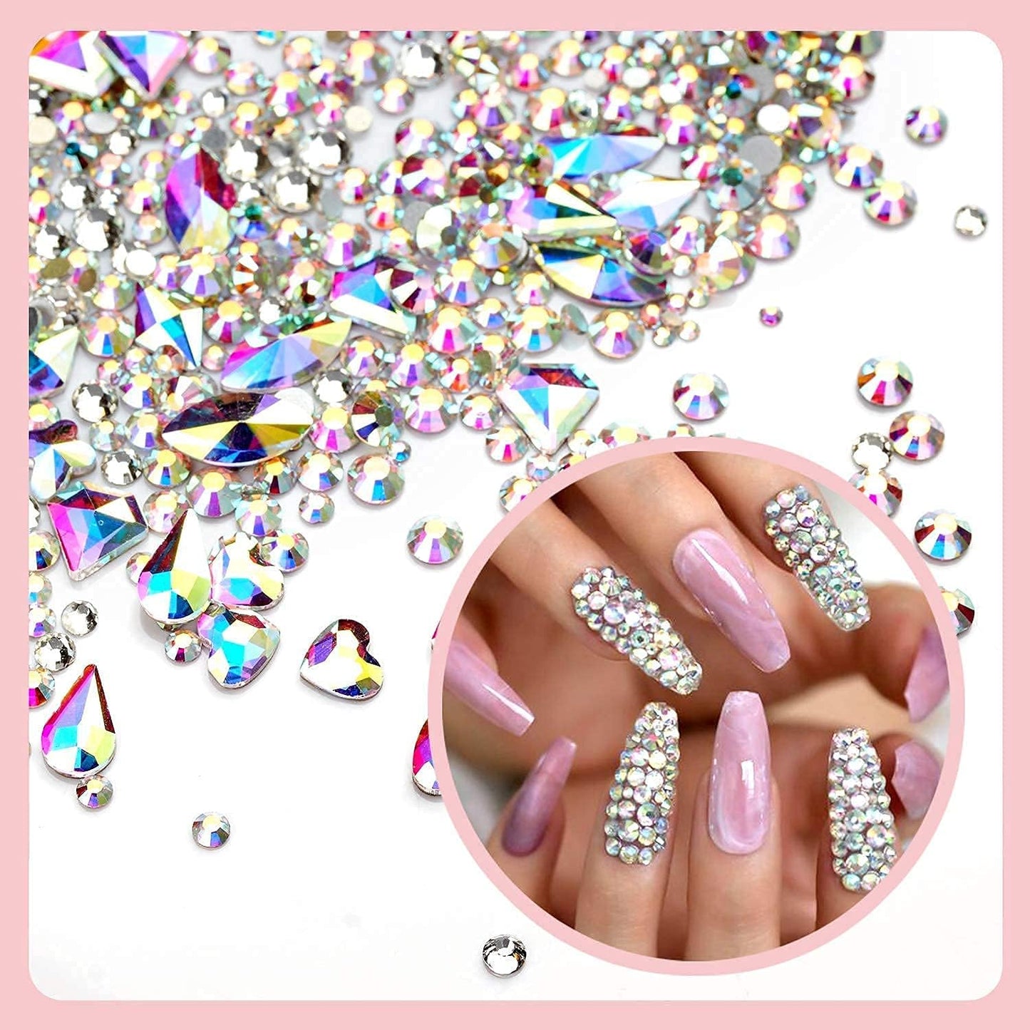 Makartt Nail Decoration Set, 4 Boxes Glitter Sequins & Rhinestones for Spring, Summer, Nail Art, DIY Nail Decoration Accessories Kit
