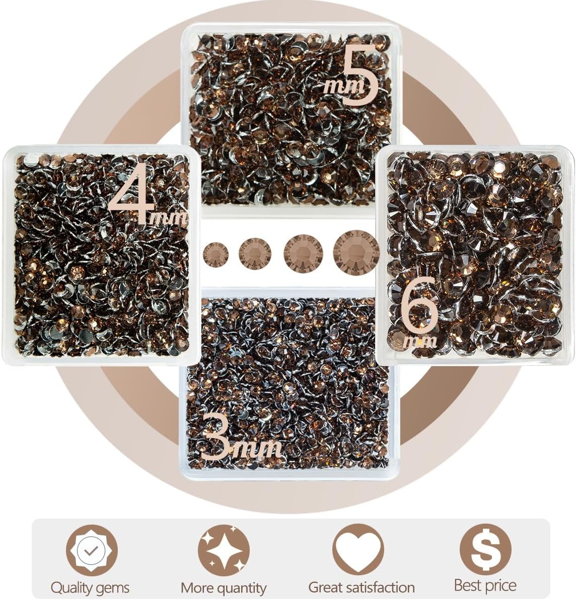 Brown Crystal Resin Rhinestones w B7000 Jewelry Glue for Bedazzling Crafting Coffee Flatback Stones 3mm 4mm 5mm 6mm Diamonds Crystals Gems Charms for Nails Face Eye Makeup Tumblers Crafts Decor