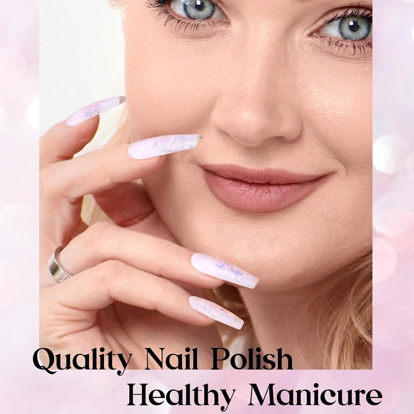 MIZHSE Nail Polish: 15Ml Mermaid Pearl Nail Polish Pink Aurora Sequins Effect Nail Polish, Fingernail and Toenail Polish Glossy Long Lasting Nail Polish Trendy DIY at Home Nail Gift Spree