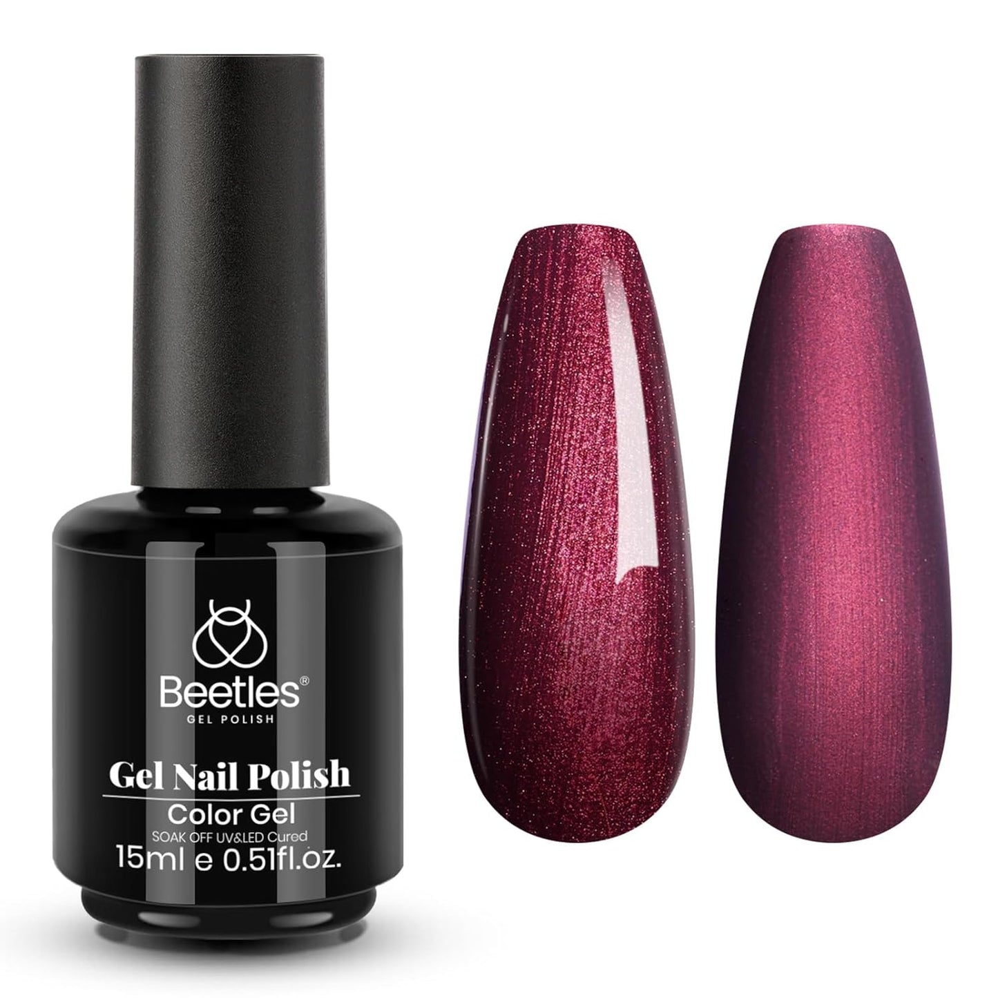 beetles Burgundy Glitter Gel Polish - Cherry Mocha Red Wine Color Gel, 15ML Polish Soak Off UV LED Nail Art Starter Manicure Salon DIY at Home
